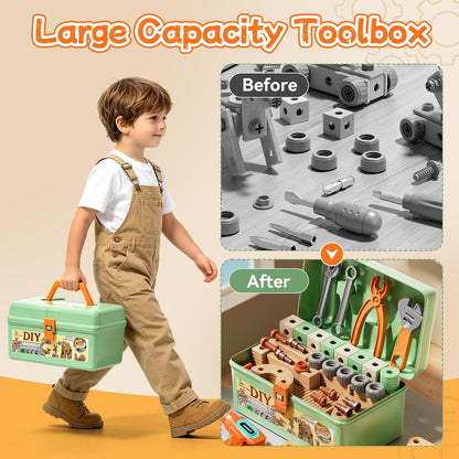 CUTE STONE Juego de herramientas para niños 158PCS con taladro de j...