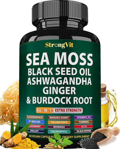 StrongVit Aceite de semilla negra de musgo marino Ashwagandha Jengi...