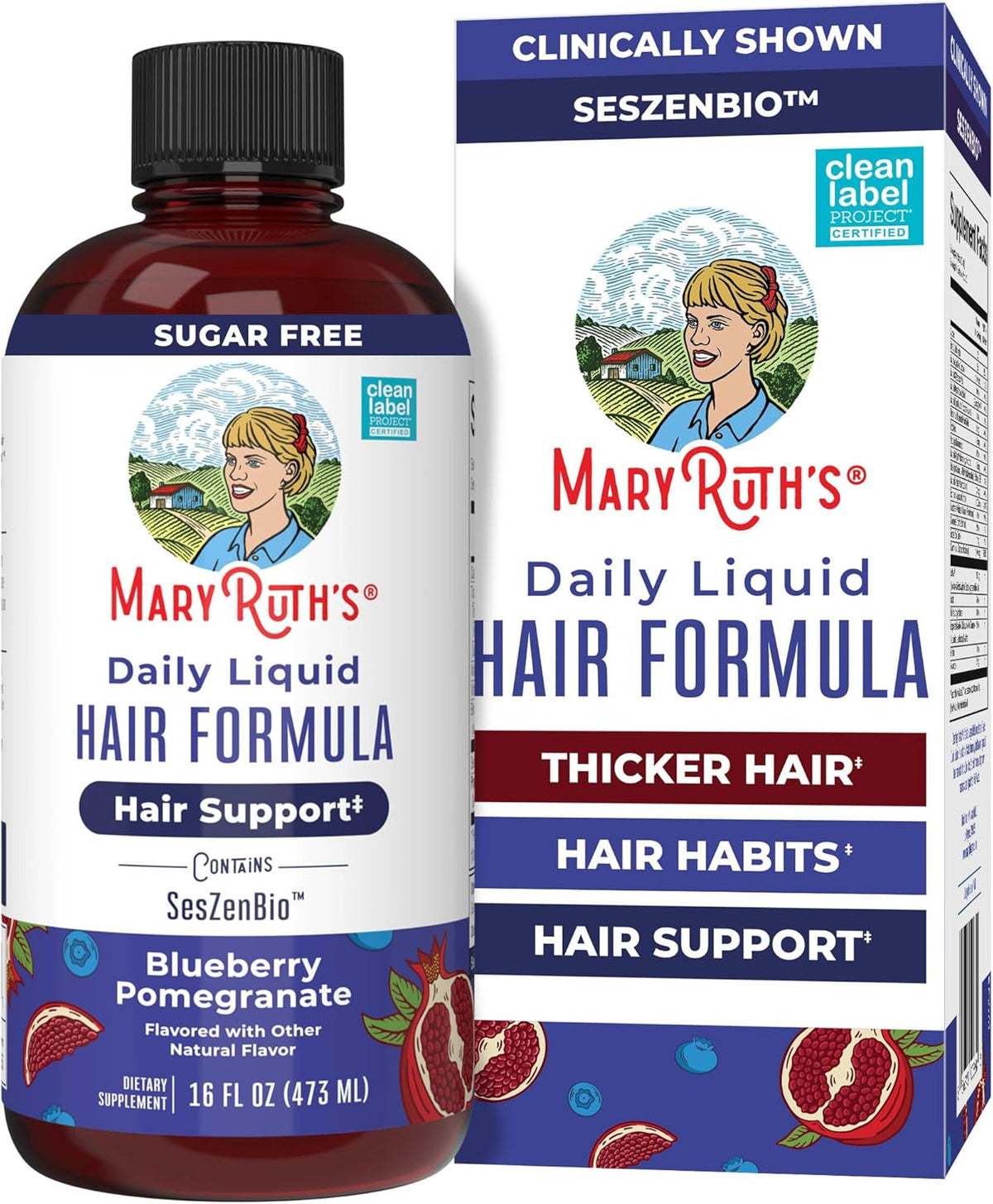 MARYRUTH'S Fórmula líquida diaria para el cabello, con 500 mg d...