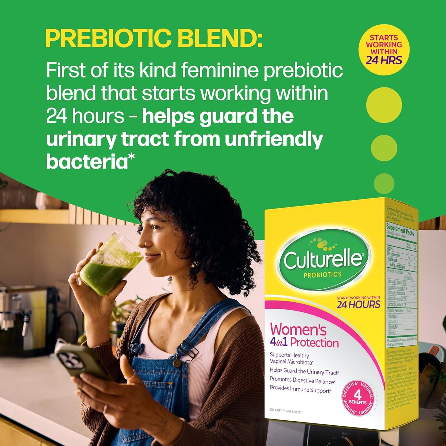 Culturelle Suplementos probióticos diarios 4 en 1 para mujeres \u20...