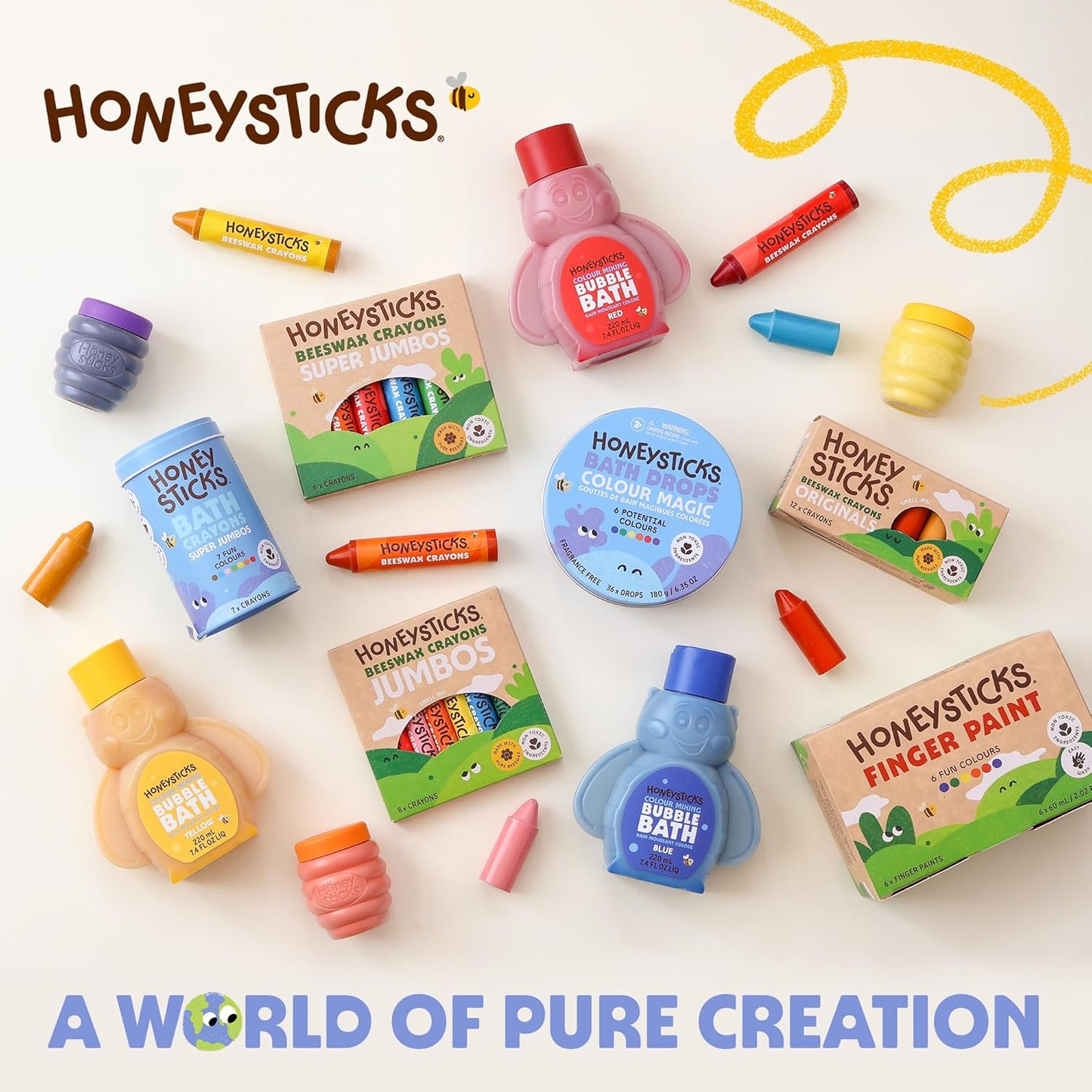Honeysticks Pintura de dedos no tóxica (6 colores brillantes), lavable de la piel, pintura segura para dedos para niños pequeños, niños de 1 a 3, 2 a 4, 3 a 5 años, primera pintura perfecta para