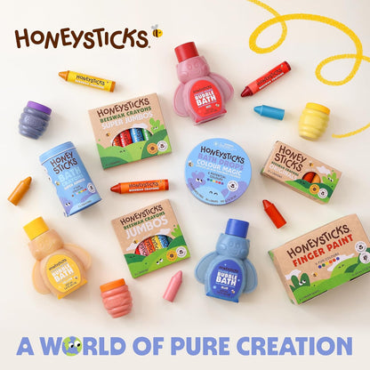 Honeysticks Pintura de dedos no tóxica (6 colores brillantes), lavable de la piel, pintura segura para dedos para niños pequeños, niños de 1 a 3, 2 a 4, 3 a 5 años, primera pintura perfecta para