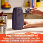 bella Abrelatas eléctrico y afilador de cuchillos, palanca de corte...