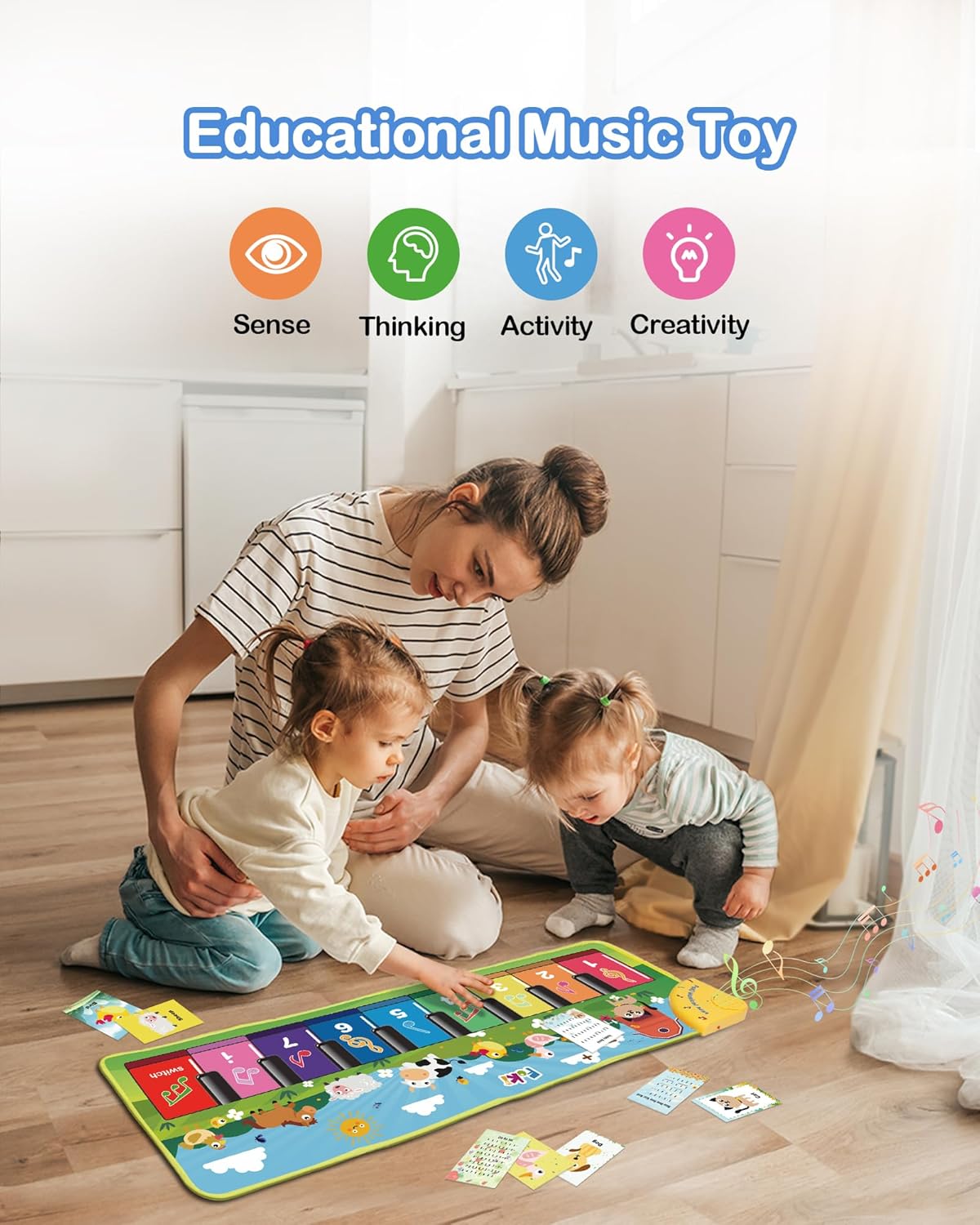 FOKI Tapete de piano de suelo para niños pequeños, juguete educativ...