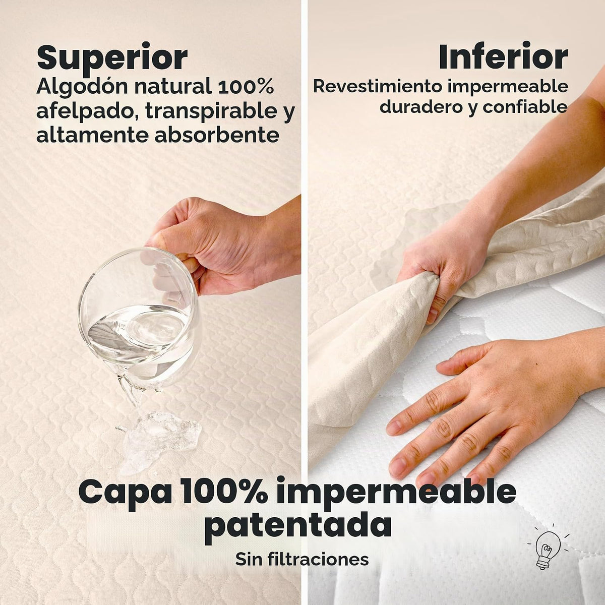 Paquete de 2 fundas protectoras de colchón impermeables para cuna,...