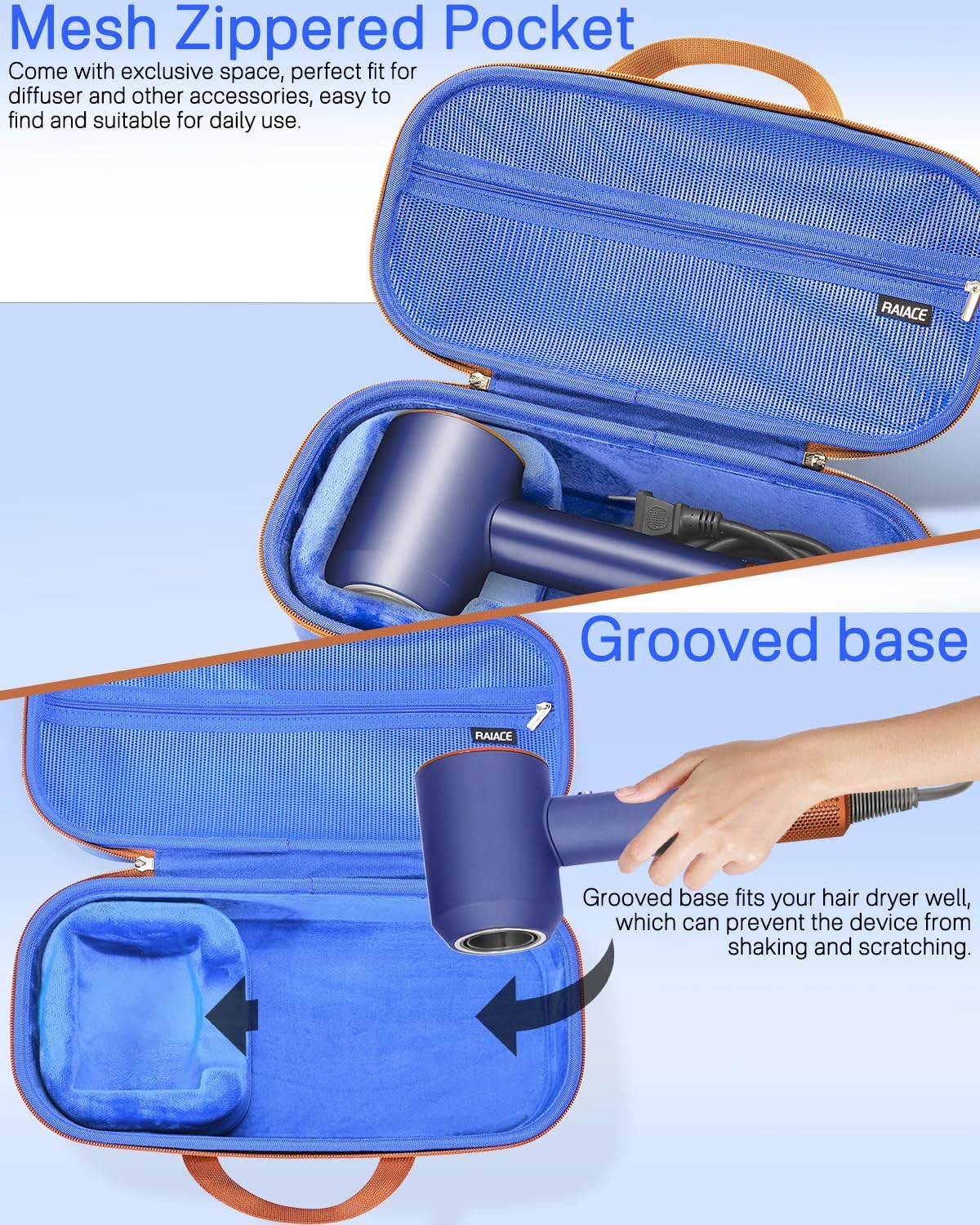 Estuche de almacenamiento rígido RAIACE compatible con secador de p...