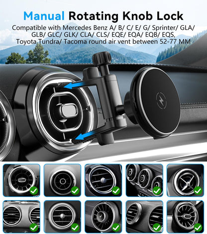 Qi2 - Soporte de teléfono inalámbrico magnético de carga rápida de 15 W para Mercedes Benz A/B/E/G/GLA/GLK, accesorios para iPhone 17 16 15 14 13 12 Pro Max Plus Mini