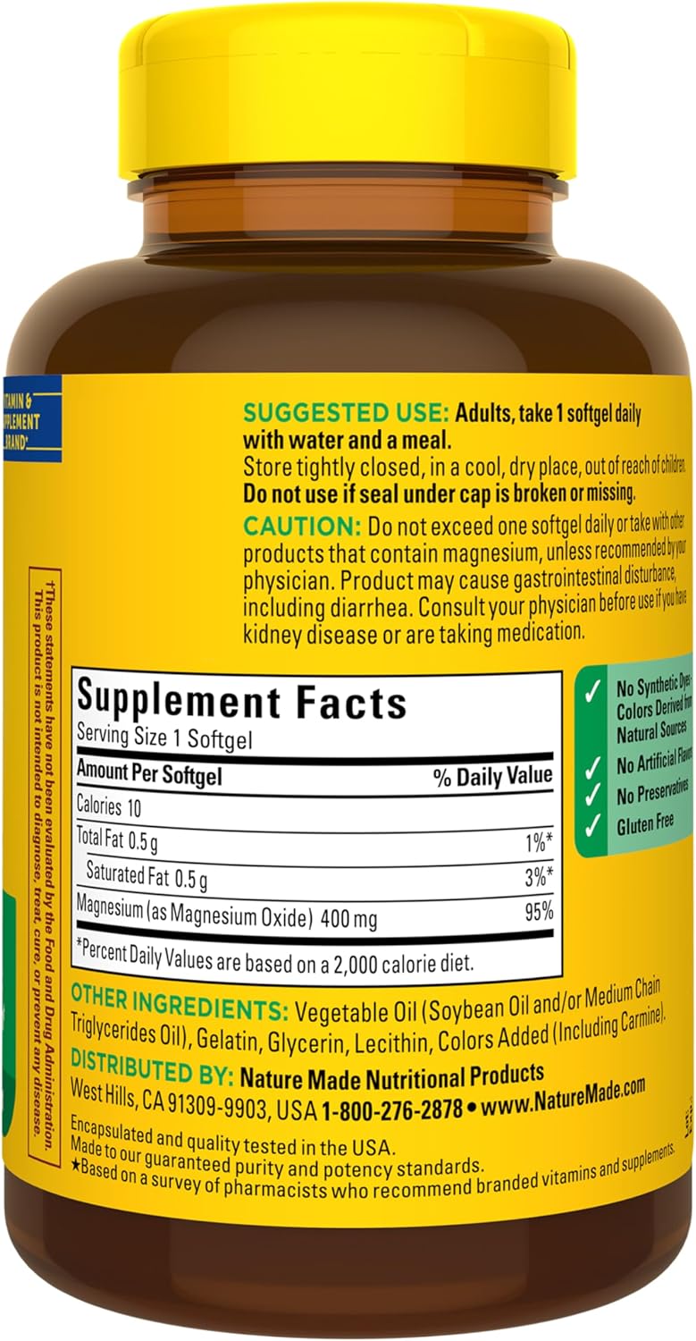 Nature Made Oxido de magnesio extra fuerte 400 mg, suplemento dieté...