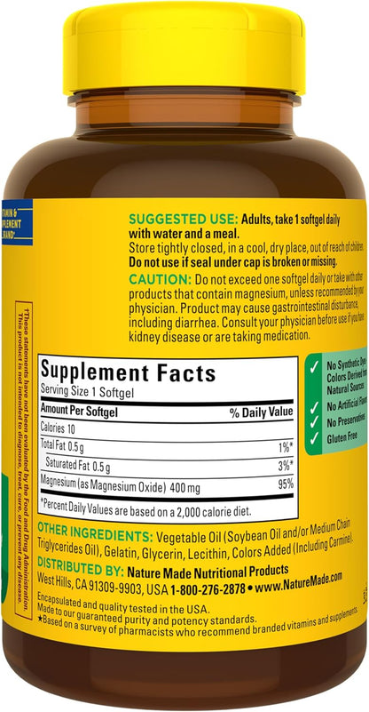 Nature Made Oxido de magnesio extra fuerte 400 mg, suplemento dieté...