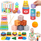 FlufiFiea Juguetes Montessori 6 en 1 para bebés de 6 a 12 a 18 mese...
