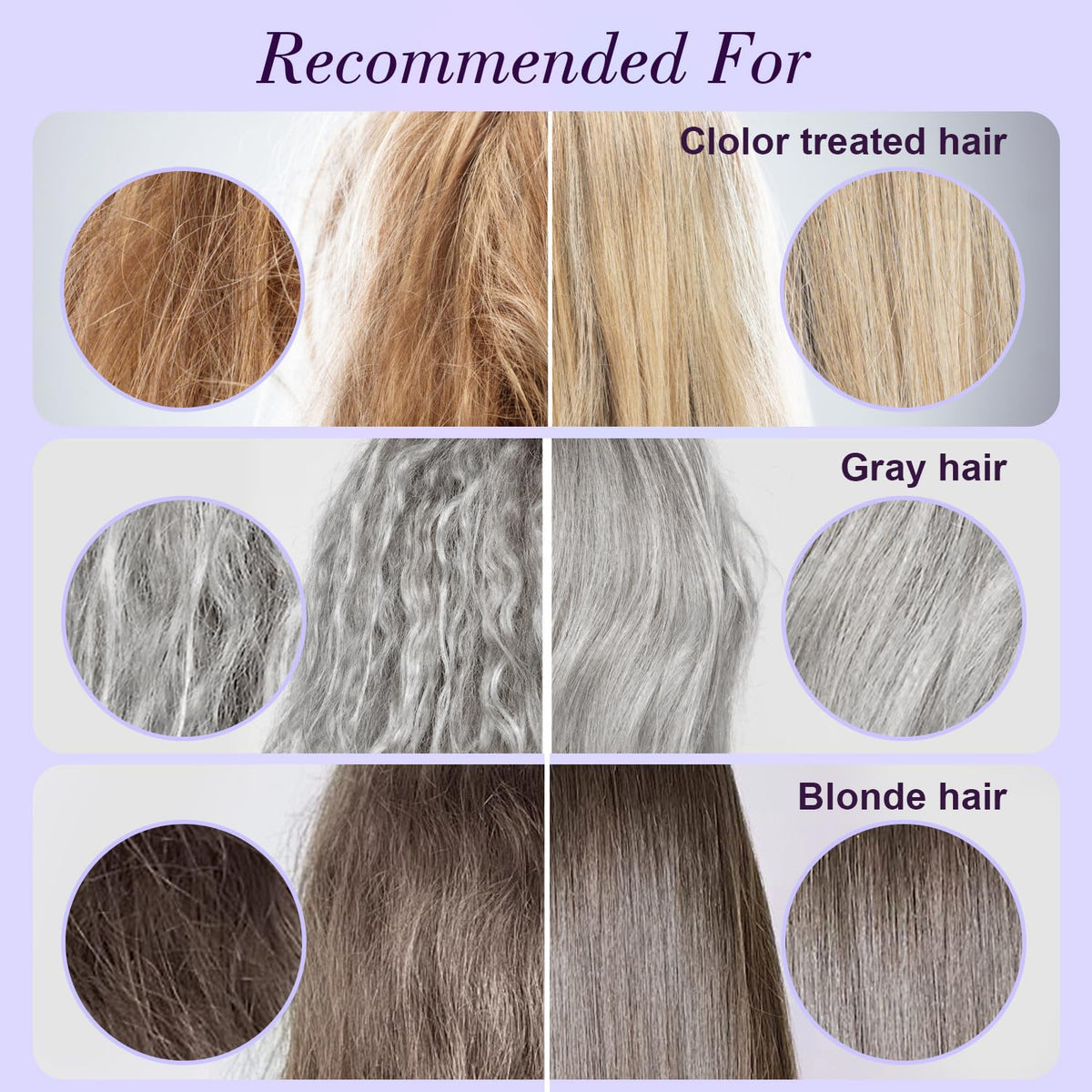 Luseta - Juego de champú y acondicionador morado para cabello rubio...