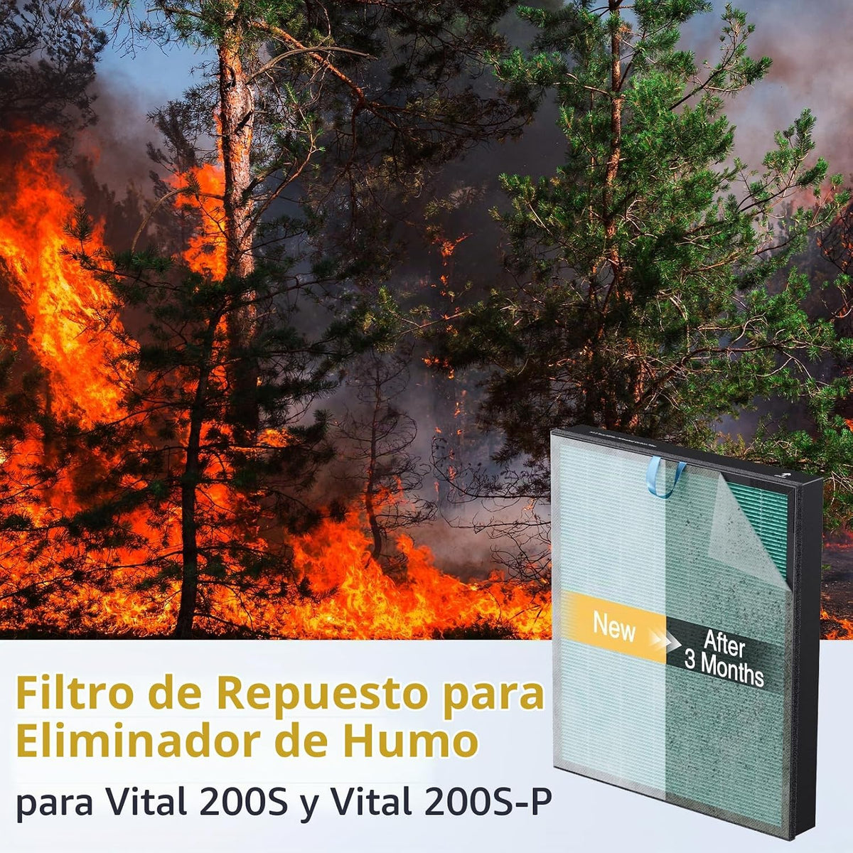 Filtro removedor de humo Vital 200S-P para purificador de aire LEVO...