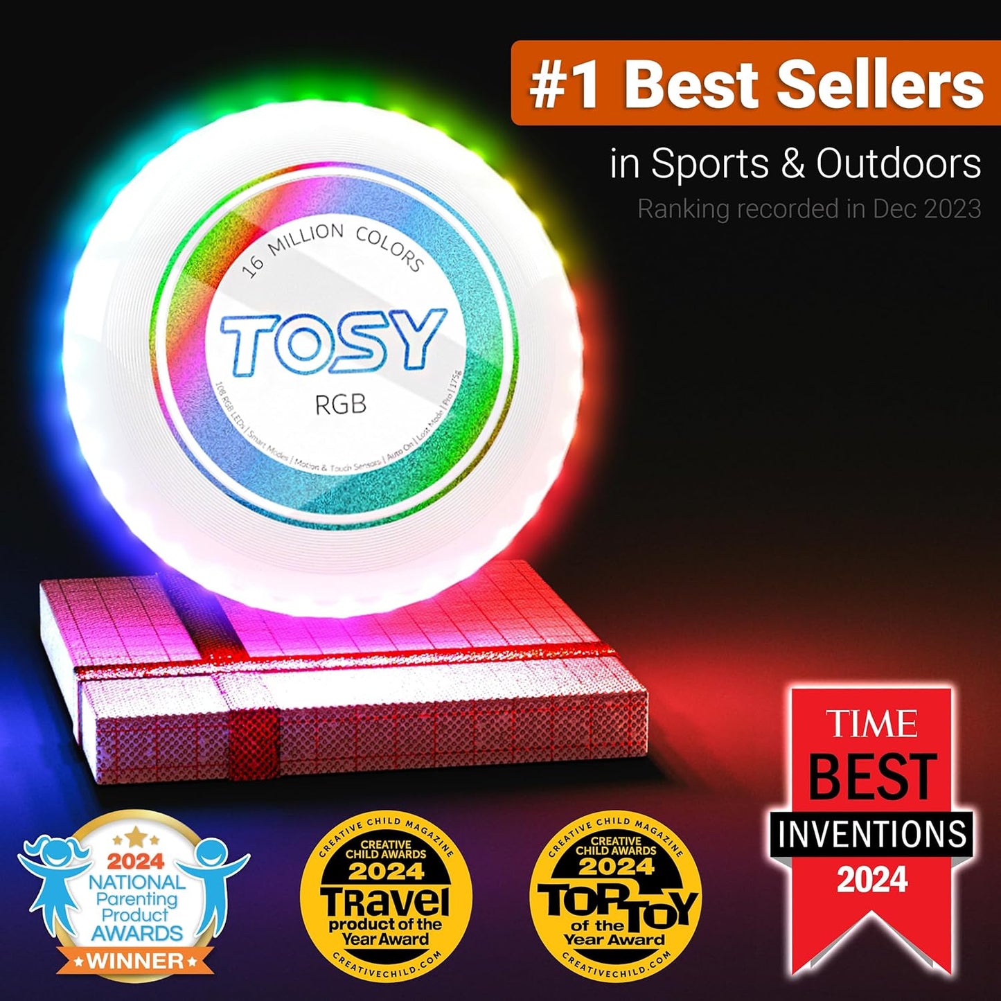 TOSY Flying Disc - 108 RGB Multicolor or 36 Monocolor LEDs, Super B...