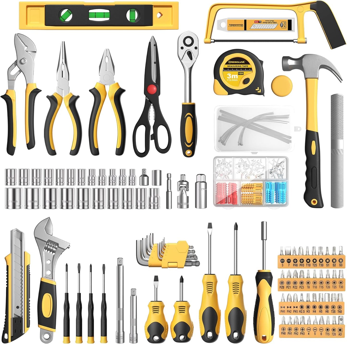 CRESOLVIA - Kit de herramientas de 328 piezas para el hogar, juego...