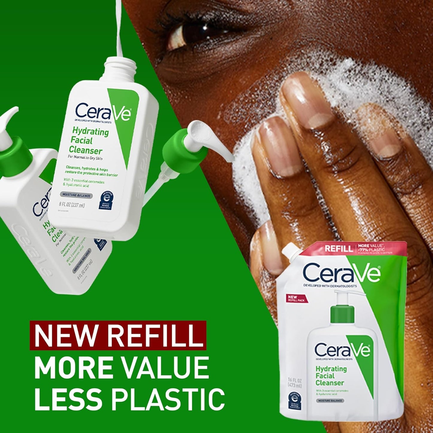 CeraVe Limpiador facial hidratante, lavado facial hidratante para p...