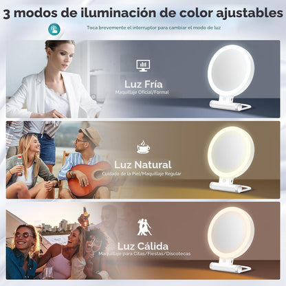 B Beauty Planet Espejo de aumento con luz 30X, espejo de maquillaje...