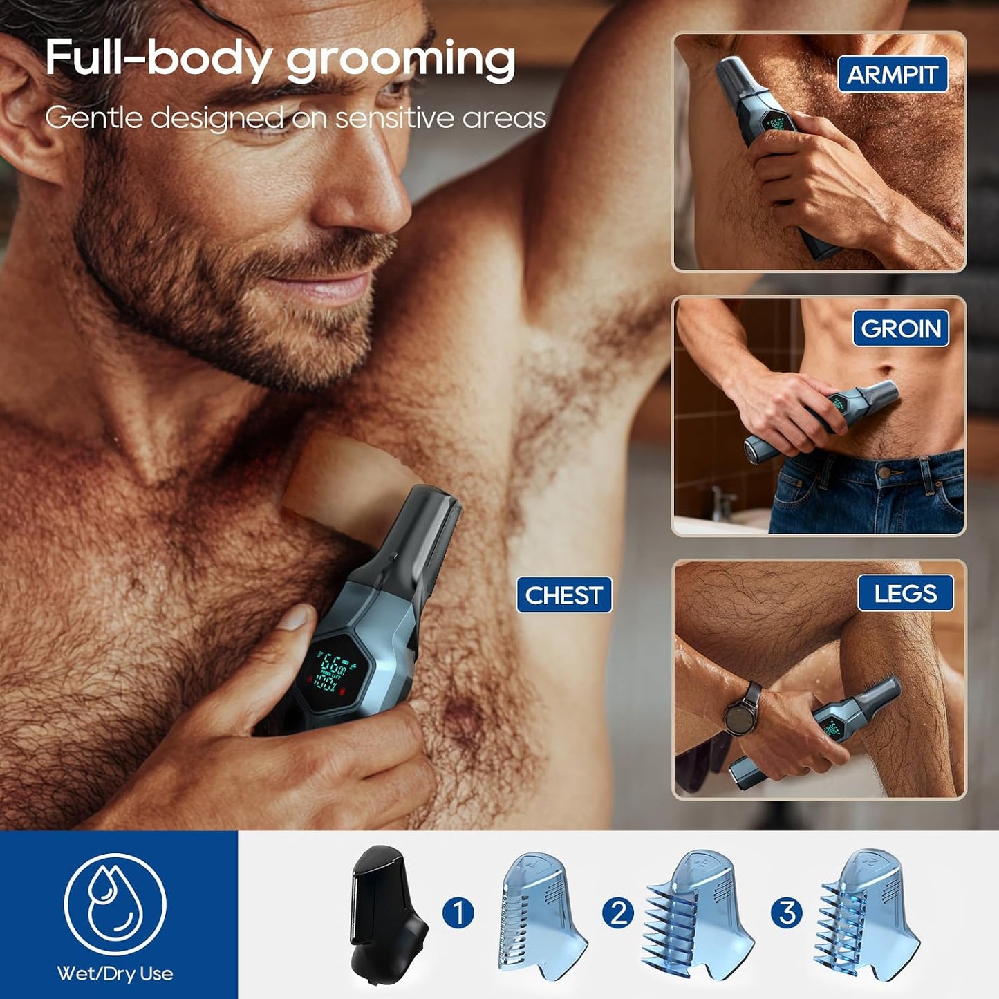 TRIMX Recortadora de barba para hombres, cabezales magnéticos de re...