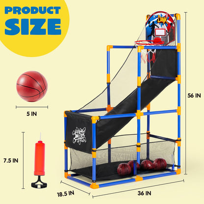 JOYIN Juego de baloncesto arcade con 4 pelotas y aro para niños de...