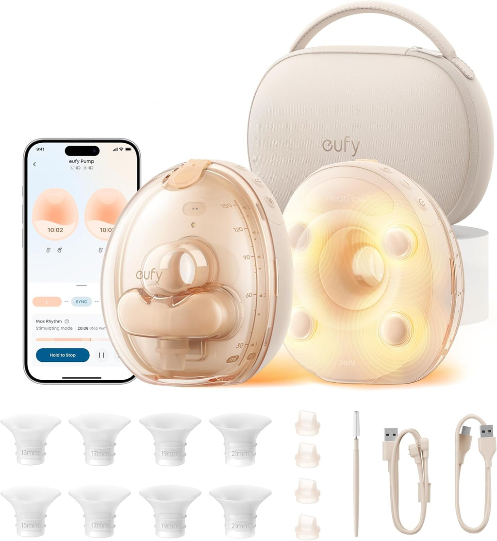 eufy - Extractor de leche portátil con calefacción para masaje S2 P...