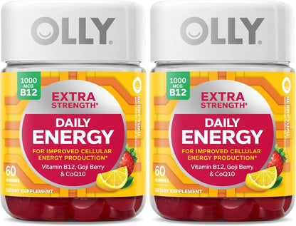 OLLY Extra Strength Daily Energy Gummy, sin cafeína, 1000 mcg de vi...