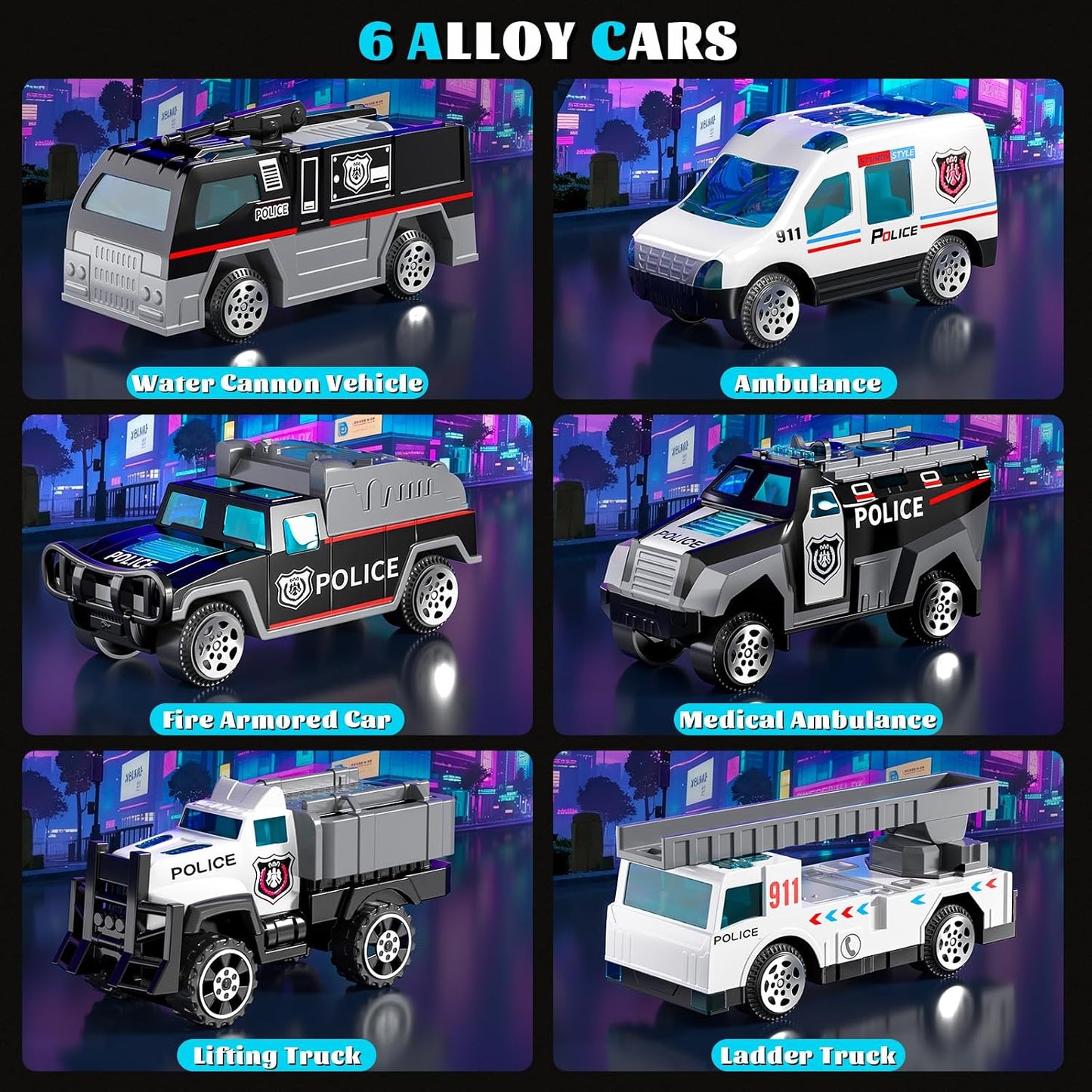 YunWings Juego de Coches de Policía para Niños Pequeños: Camión de...