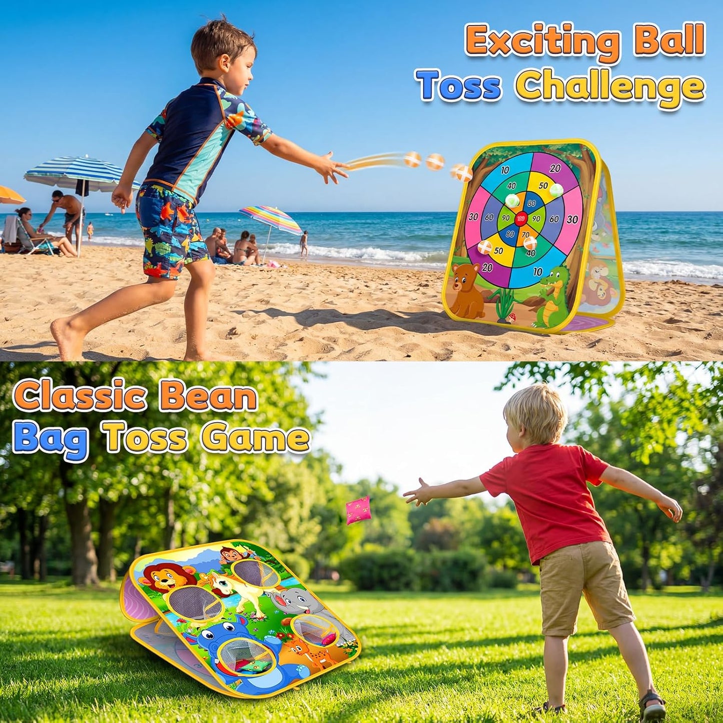 Bean Bag Toss Game for Kids - Cornhole Board Outdoor Toys for Toddl...