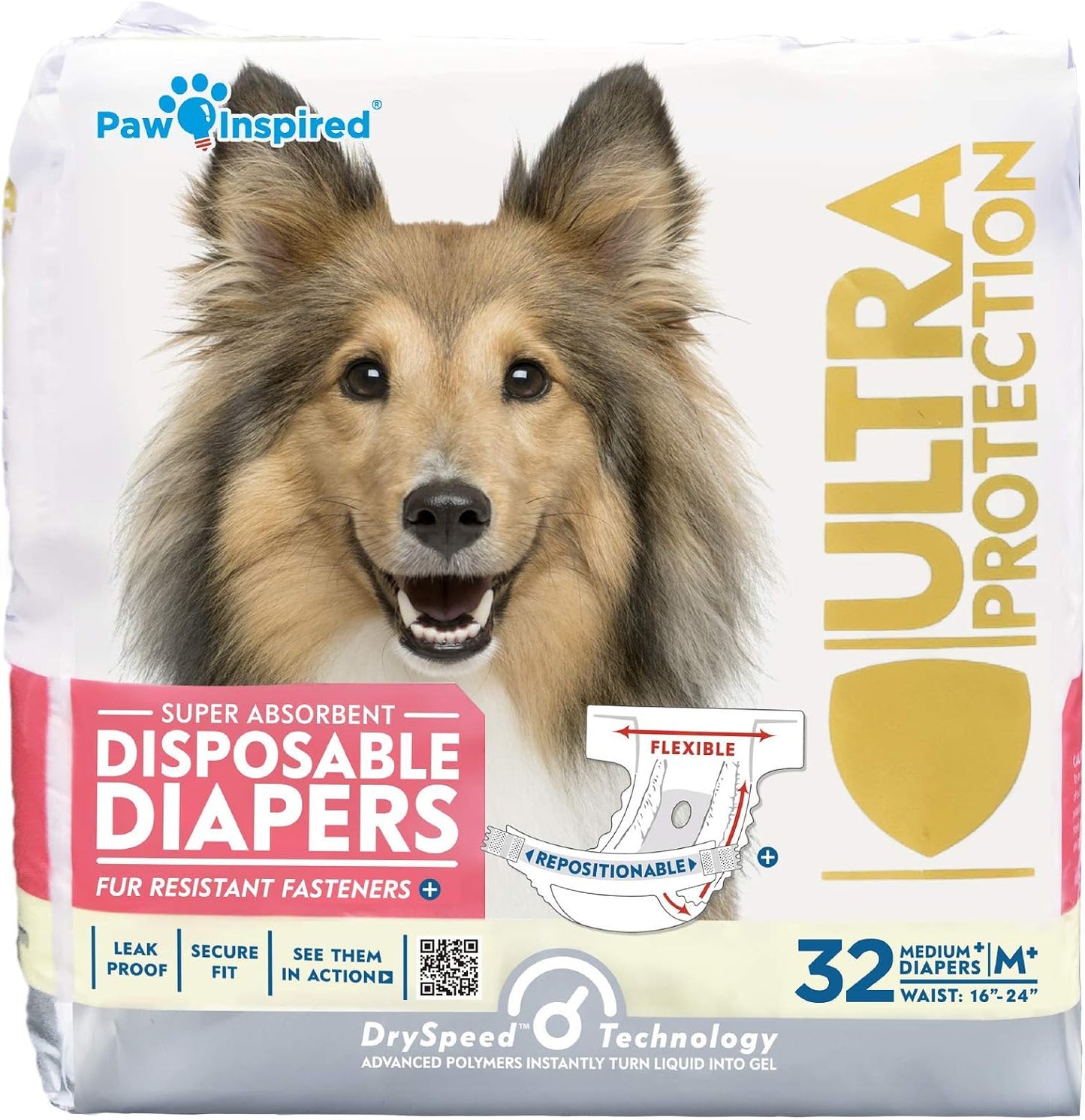 Paw Inspired 32 unidades de pañales desechables para perros | Pañal...