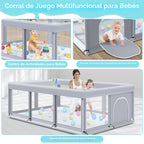 Fshibila Corralito grande de 74 x 50 pulgadas, corralito para bebés...