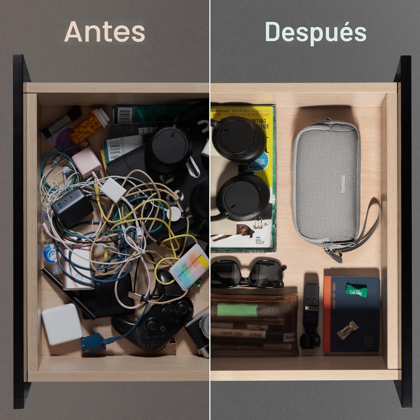 tomtoc Estuche Organizador Electrónico de Viaje, Bolsa Táctica Resi...