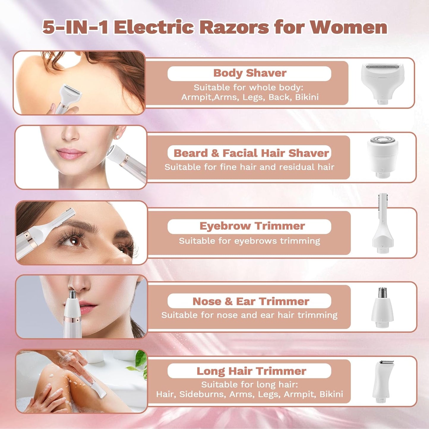 Maquinillas de afeitar eléctricas para mujer, recortadora de bikini...