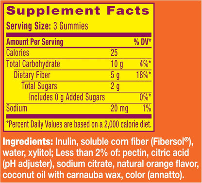 Metamucil Gomitas de fibra para adultos, sabor a naranja sin azúcar...