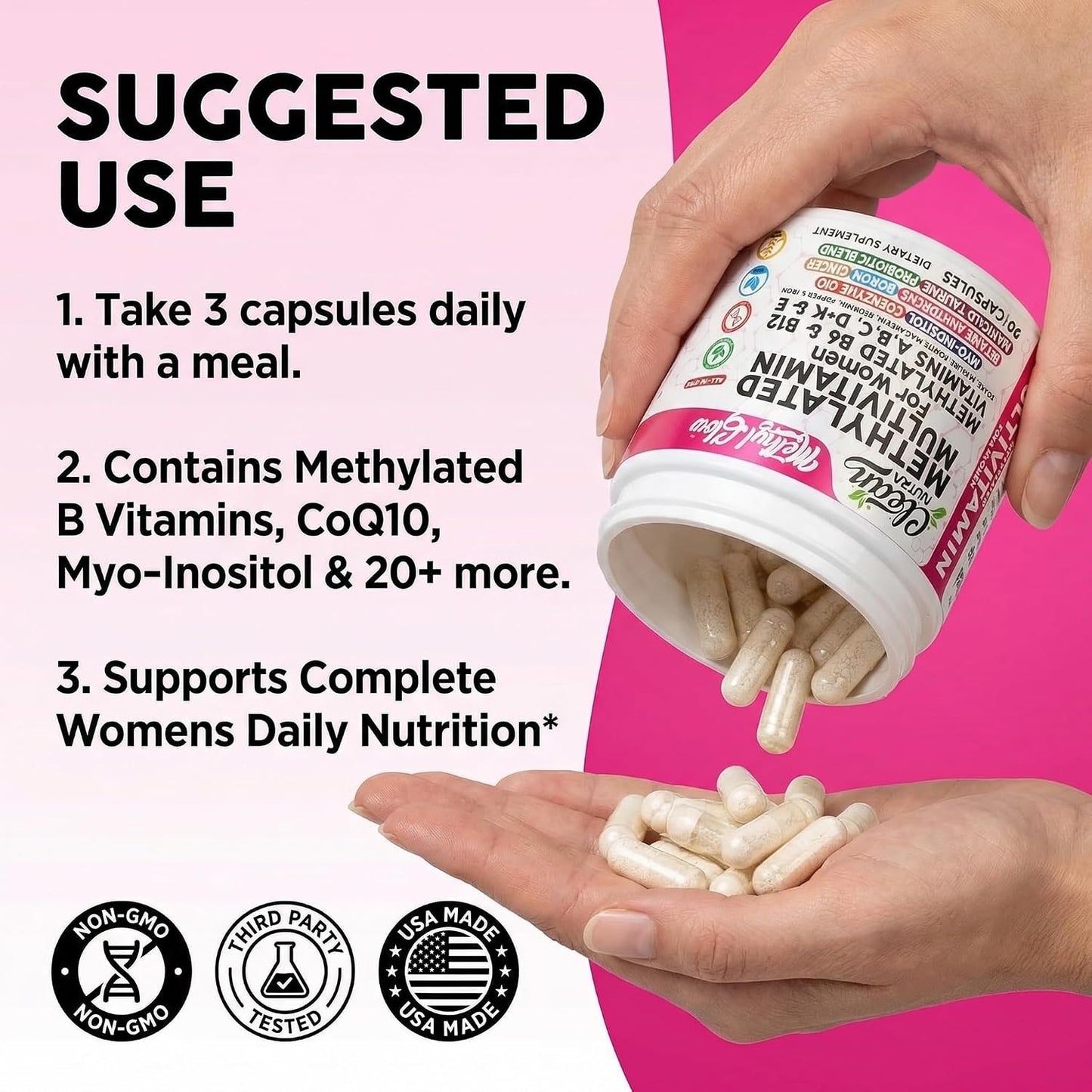 Multivitamino Metilado para Mujeres Vitaminas B6 Metil B12 A B C D...
