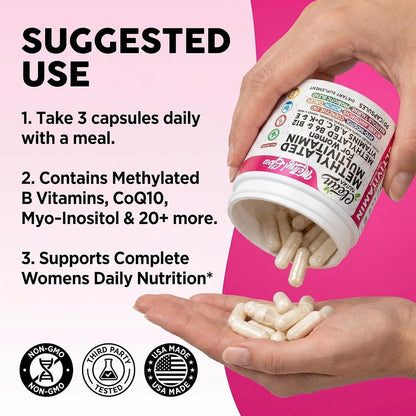 Multivitamino Metilado para Mujeres Vitaminas B6 Metil B12 A B C D...