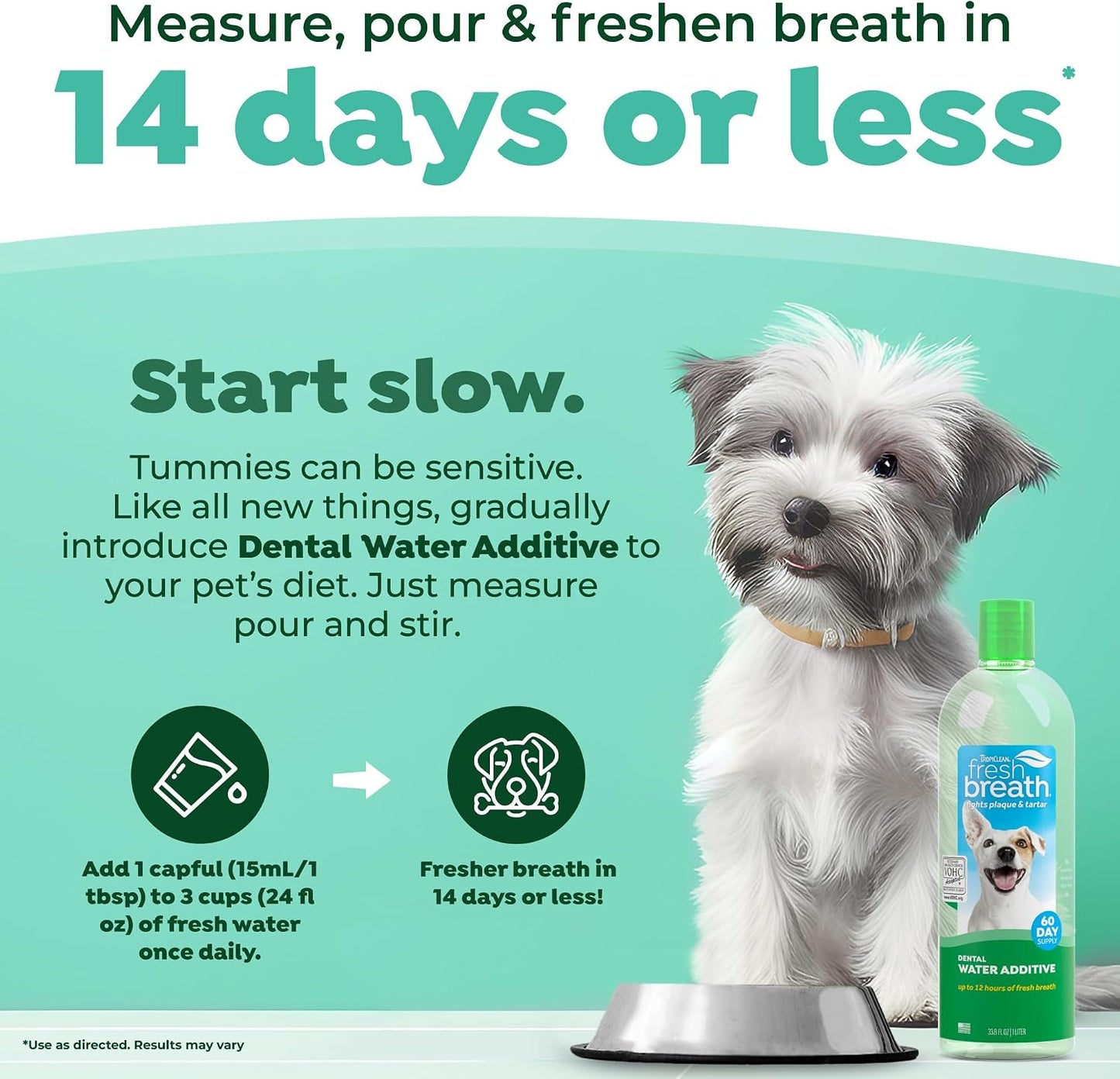 TropiClean - Aditivo de agua para refrescar el aliento de los perro...