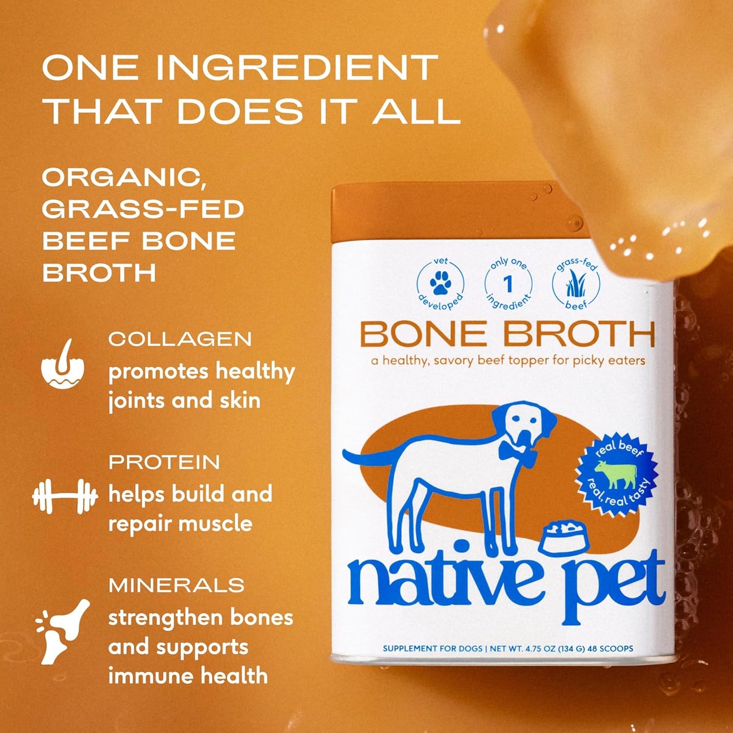 Native Pet Caldo de Huesos para Perros - Hecho con Caldo de Hueso d...
