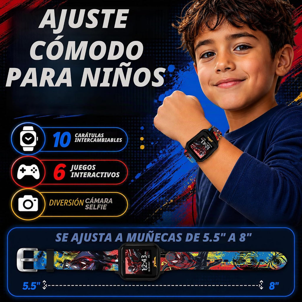 Reloj inteligente Marvel Spider-Man para niños: características div...