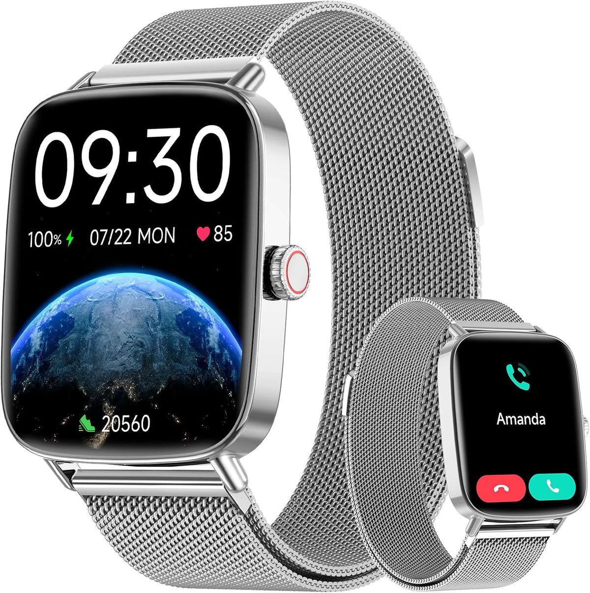 Tensky Reloj inteligente para mujer, 1.85 pulgadas HD AMOLED Fitnes...