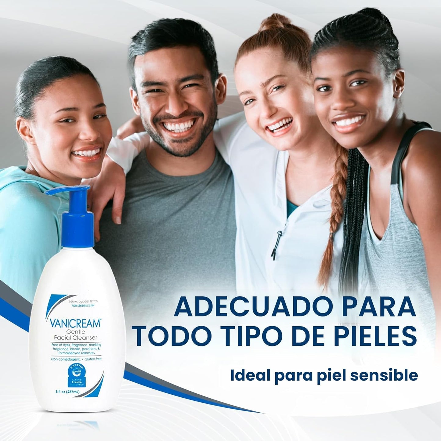 Vanicream Limpiador facial suave con dispensador de bomba, 8 onzas...