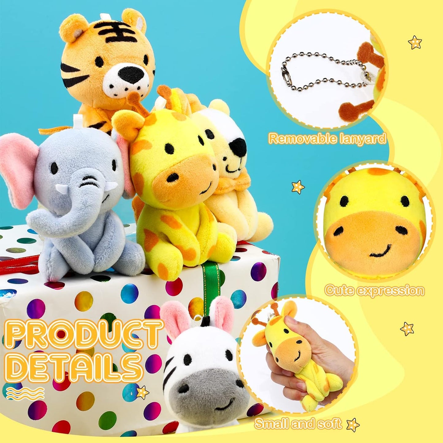 Suilung 12 Piezas Mini Animales de Peluche de Safari a Granel de 4&...