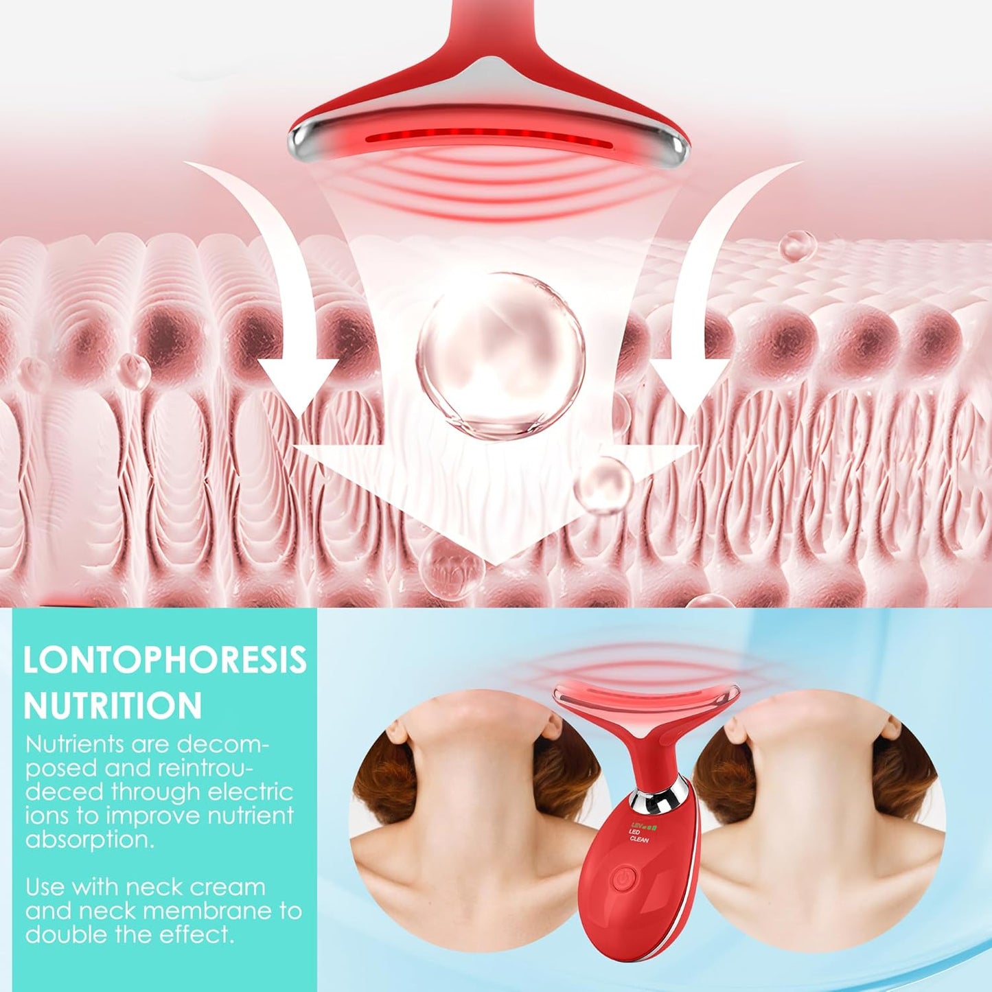 Doset - Masajeador facial con terapia de luz roja para rostro y cue...