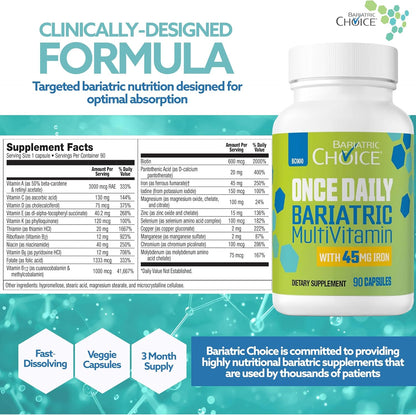 Bariatric Choice Multivitamínico bariátrico una vez al día con 45 m...