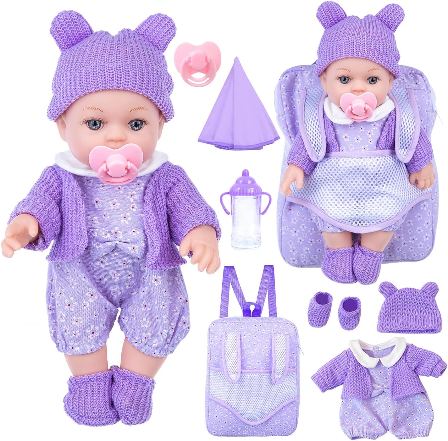 ZNTWEI Juego de muñeca bebé con mochila de 12 pulgadas con muñecas...