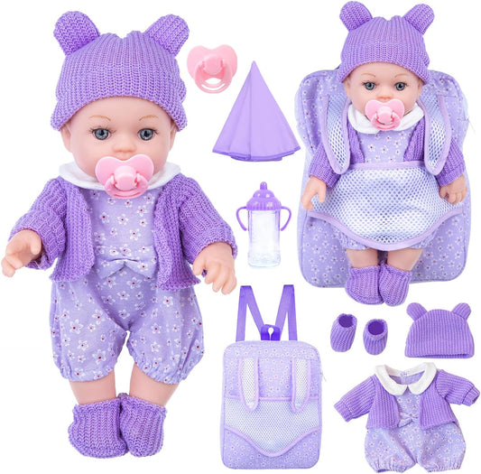 ZNTWEI Juego de muñeca bebé con mochila de 12 pulgadas con muñecas...