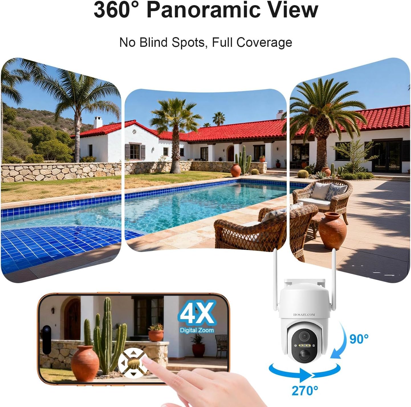 Cámaras HOSAFE.COM para seguridad del hogar al aire libre, cámara W...