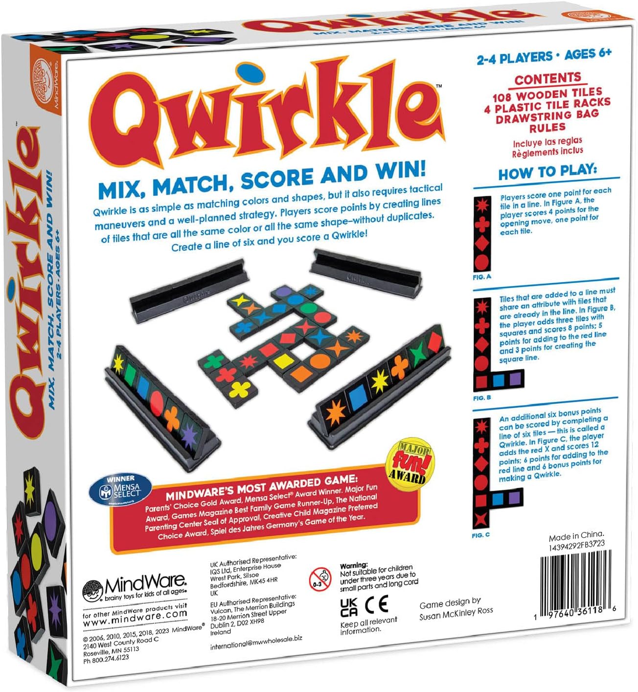 Juego de Mesa Qwirkle - Juego de Estrategia para 2-4 Jugadores de 6...