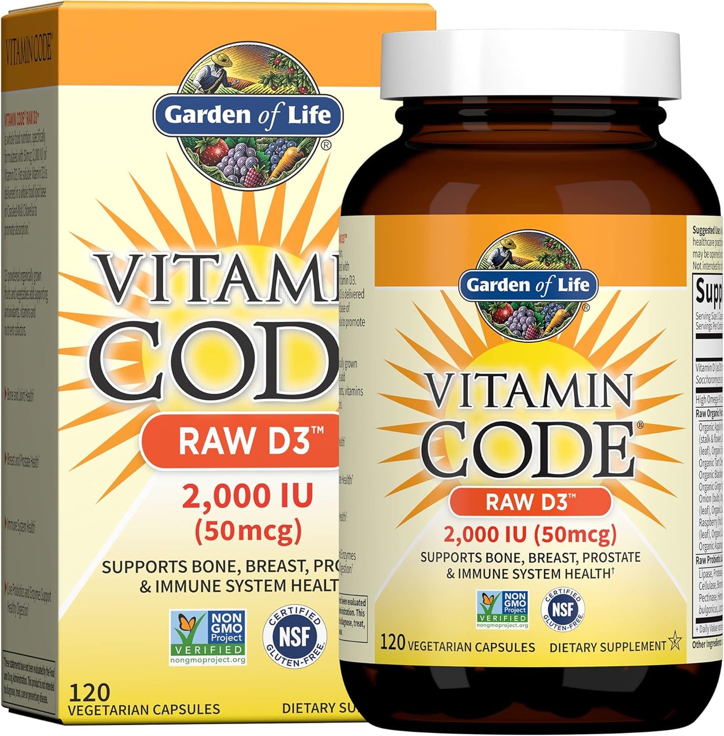 Garden of Life Vitamina D, Vitamin Code Raw D3, Vitamina D 2,000 UI...