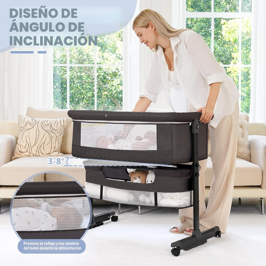 Moisés para bebé, 3 en 1, para poner al lado de la cama, con ruedas...