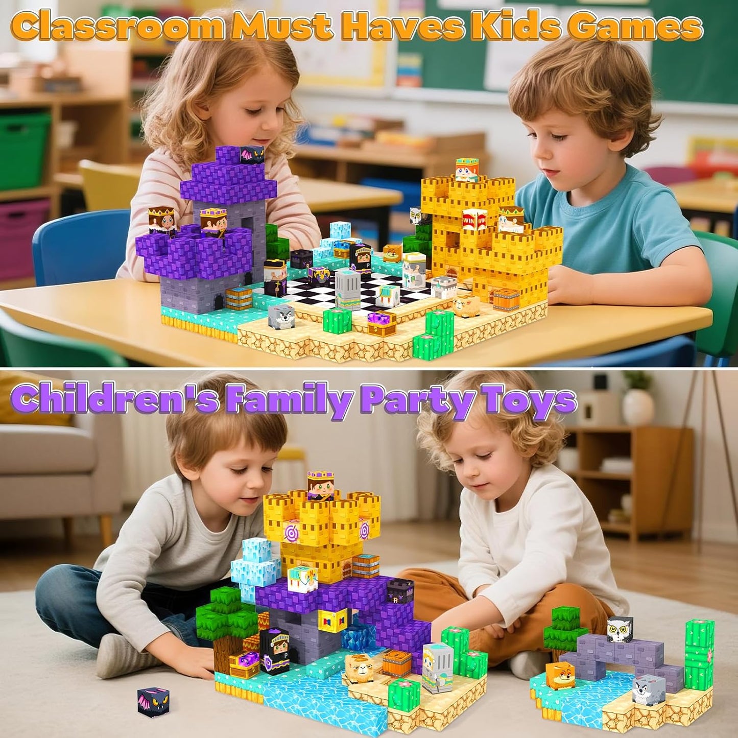 200 piezas de bloques magnéticos, juegos de mesa en tablero, juego...