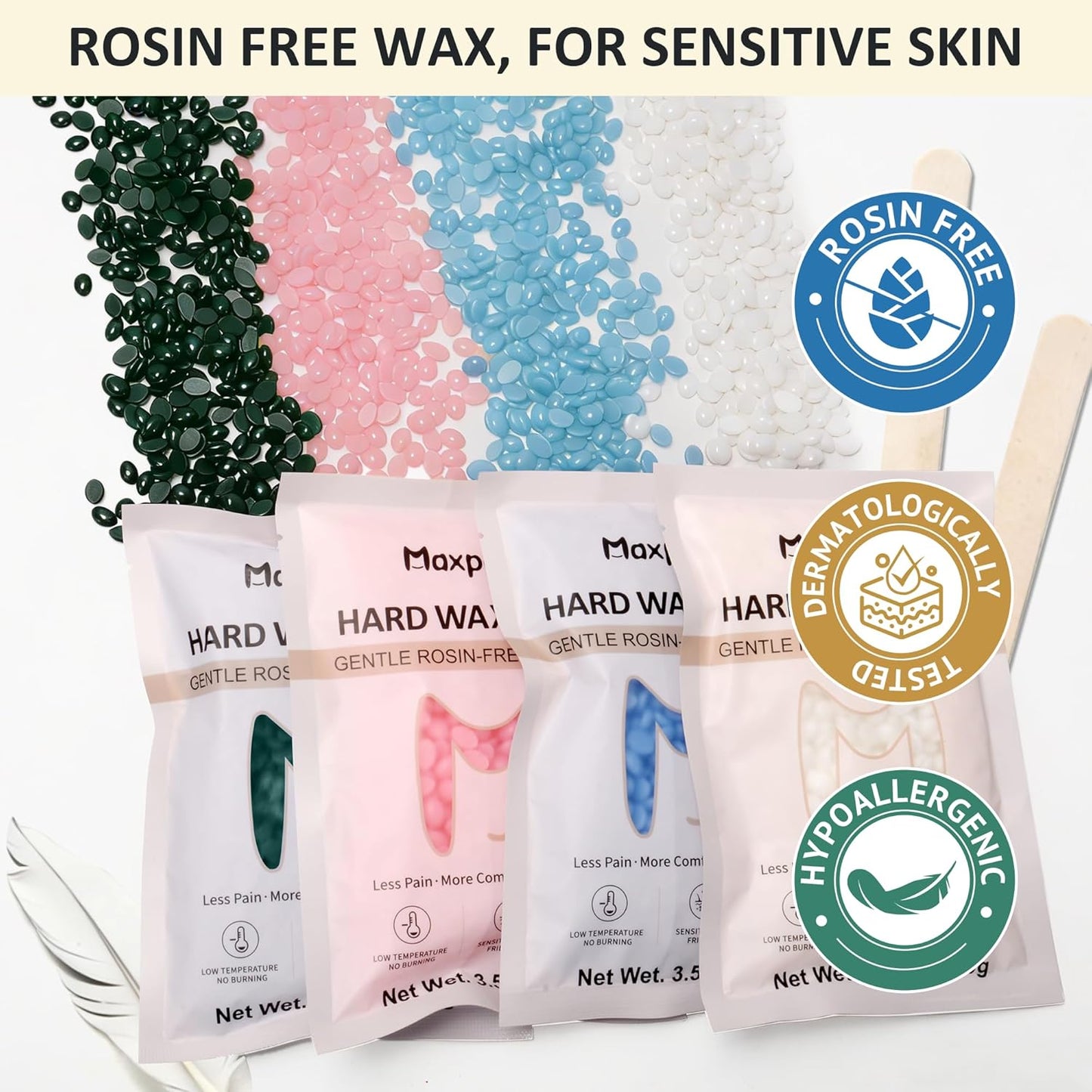 Maxpearl Kit de depilación sin colofonia para mujeres y hombres, re...