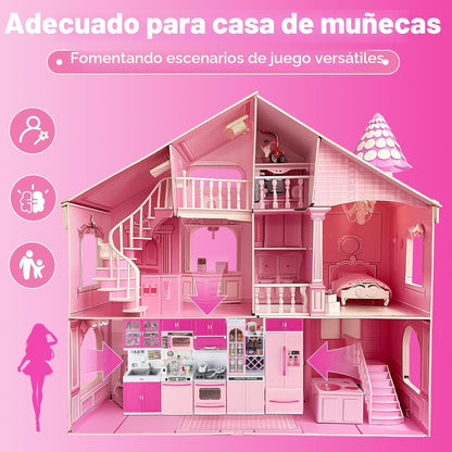 SOCBTNSO 64 piezas de juguetes de cocina rosas con luces y sonidos...